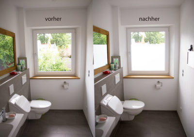 Fensterfolierung mit Glasdekorfolie in Gästetoilette
