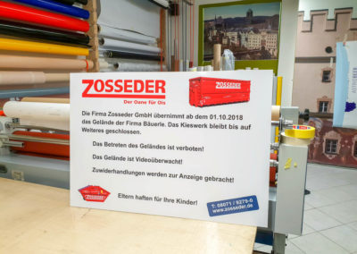 Schild Beschriftung Digitaldruck Zosseder Brei Werbetechnik Wasserburg