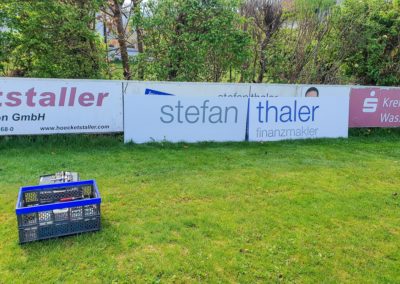Werbebande Stefan Thaler Sportplatz Babensham