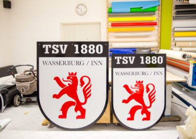 Beschriftung Schilder TSV 1880 Wasserburg Fußball