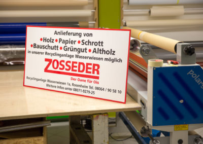 Hinweisschild Zosseder